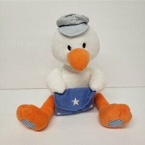 Russ 10" White Orange Stork Blue Gingham Stars Bag Hat Plush